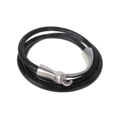Men’s Leather Bracelet | Triple Wrap with Hook Clasp  7″