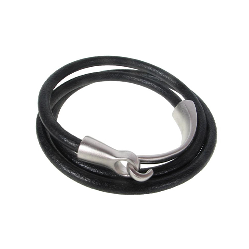 Leather Bracelet-Triple Wrap Hook Clasp